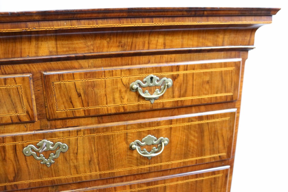 18C Figured Walnut  5 Drawer Chest on 1 Drawer Stand View VII