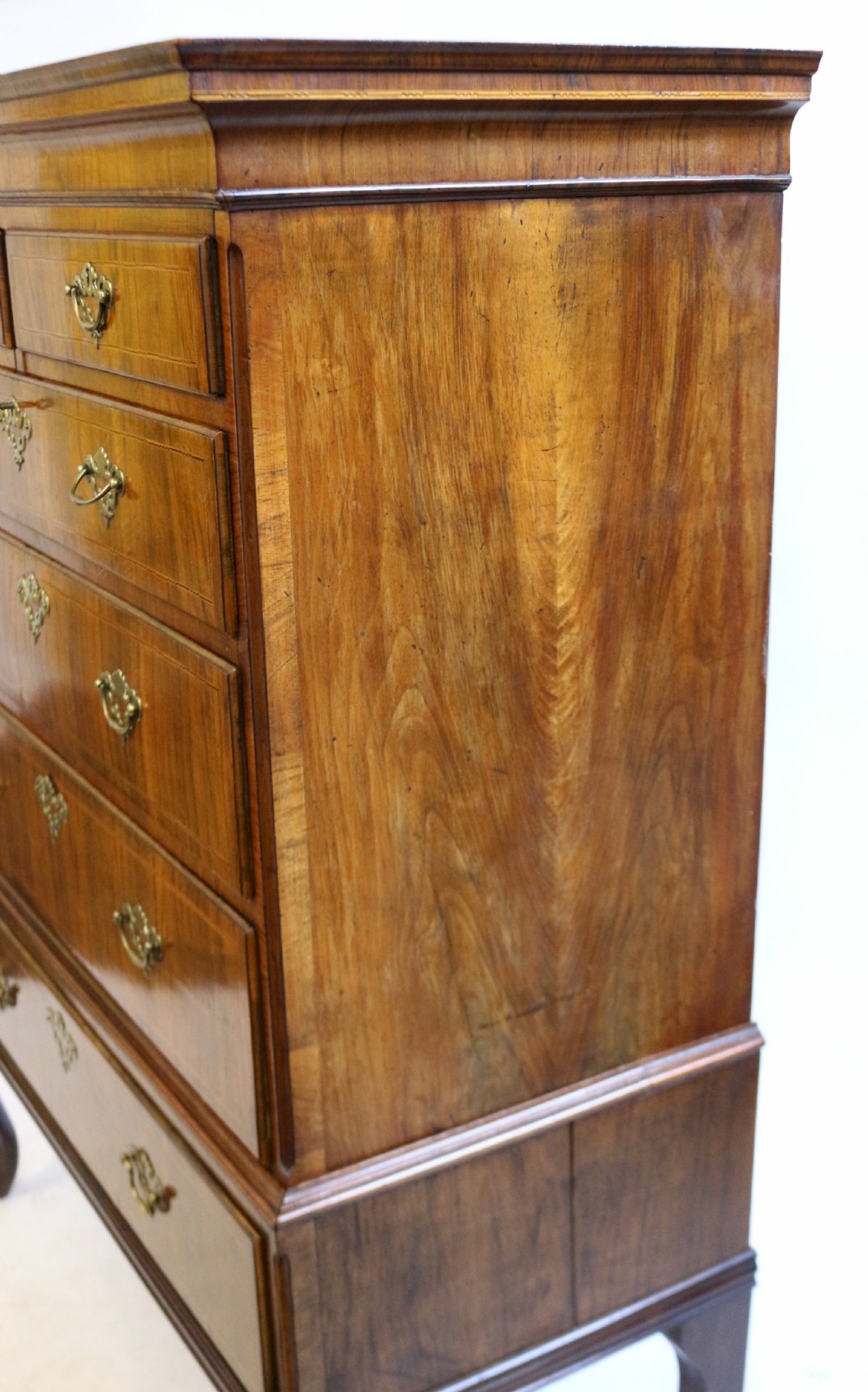 18C Figured Walnut  5 Drawer Chest on 1 Drawer Stand View VIII
