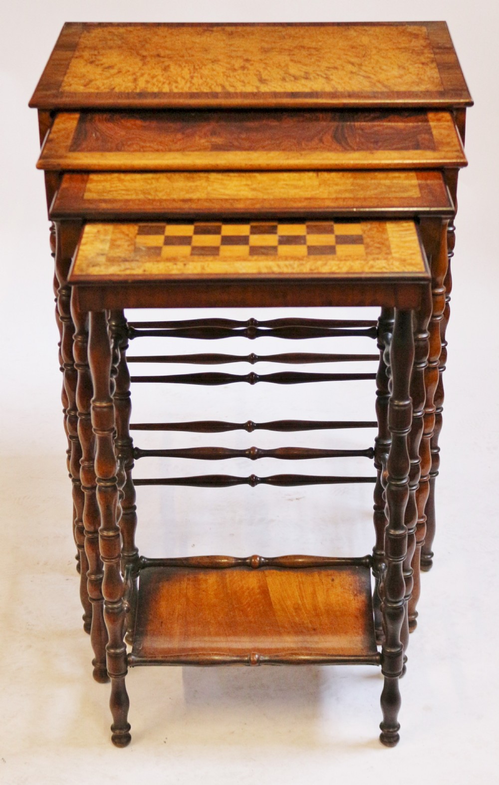 A Fine Regency Nest of Four Tables with Specimen Veneered Tops attributable to Gillows of Lancaster View II