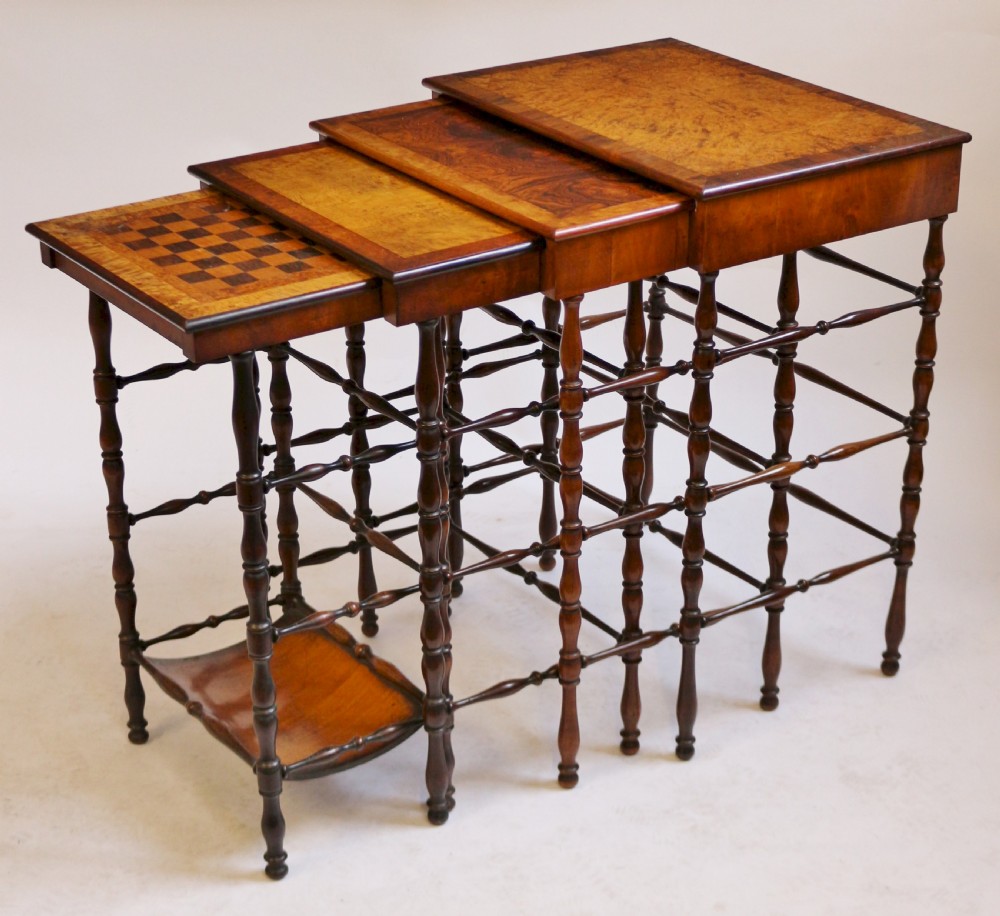 A Fine Regency Nest of Four Tables with Specimen Veneered Tops attributable to Gillows of Lancaster View III