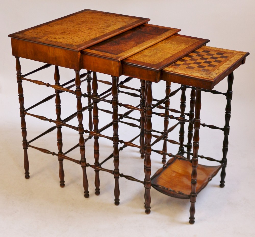 A Fine Regency Nest of Four Tables with Specimen Veneered Tops attributable to Gillows of Lancaster View IV