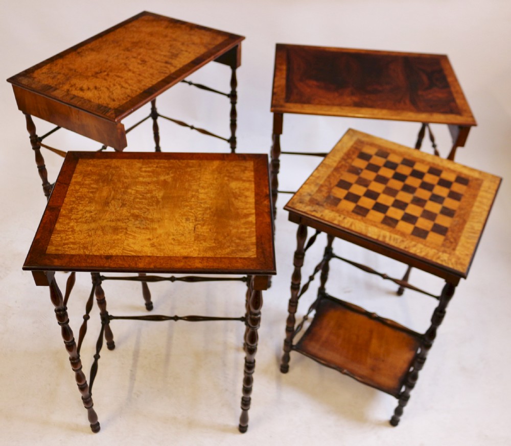 A Fine Regency Nest of Four Tables with Specimen Veneered Tops attributable to Gillows of Lancaster View V