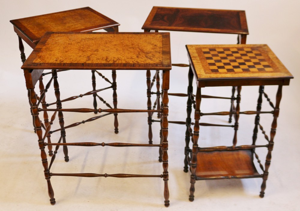 A Fine Regency Nest of Four Tables with Specimen Veneered Tops attributable to Gillows of Lancaster View VI