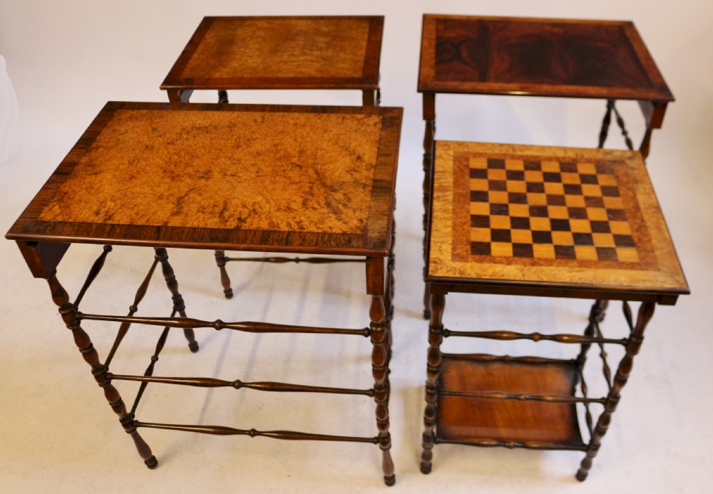 A Fine Regency Nest of Four Tables with Specimen Veneered Tops attributable to Gillows of Lancaster View VII