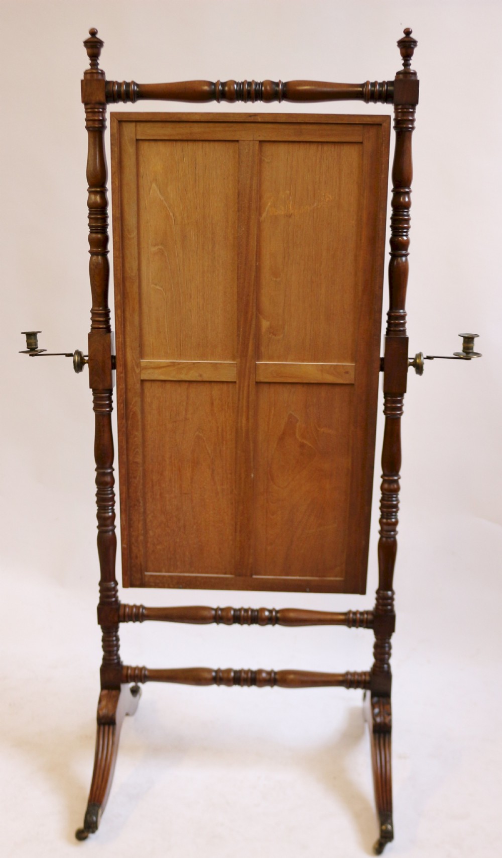 Regency Mahogany Cheval Mirror within Ring Turned Frame View V