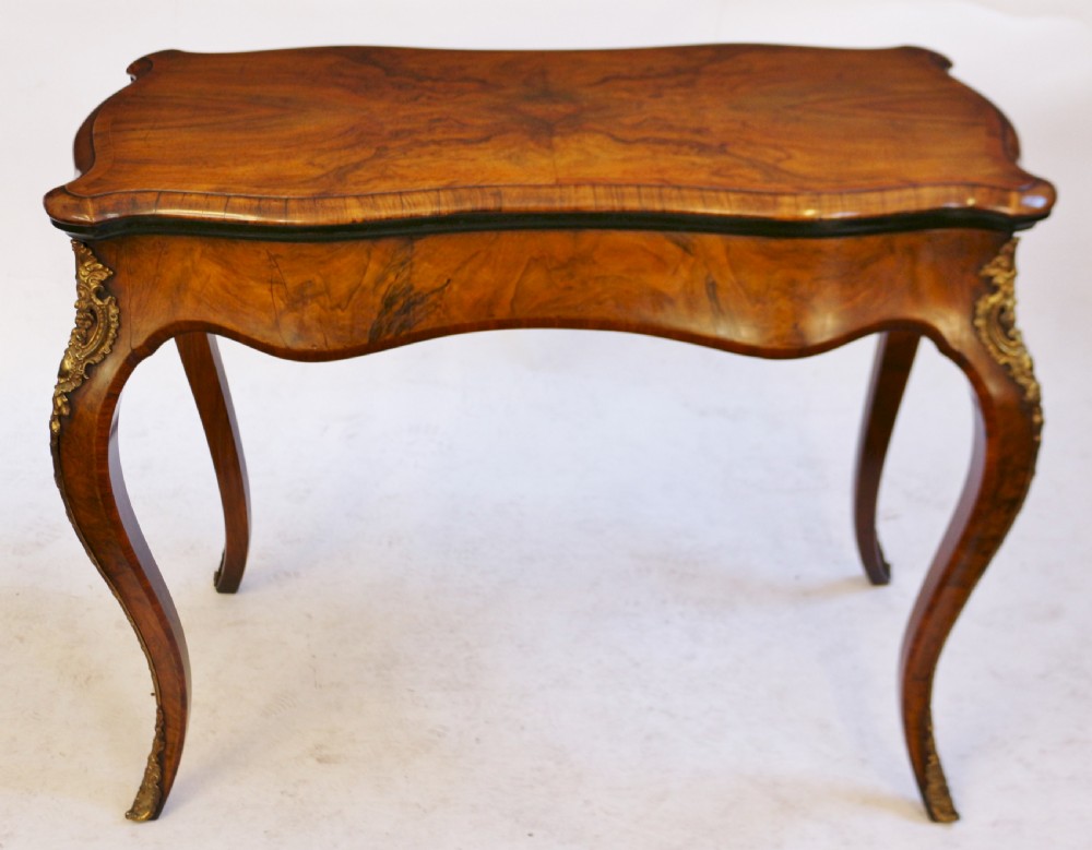 Victorian Figured Walnut Card Table on Cabriole Legs with Ormolu Mounts