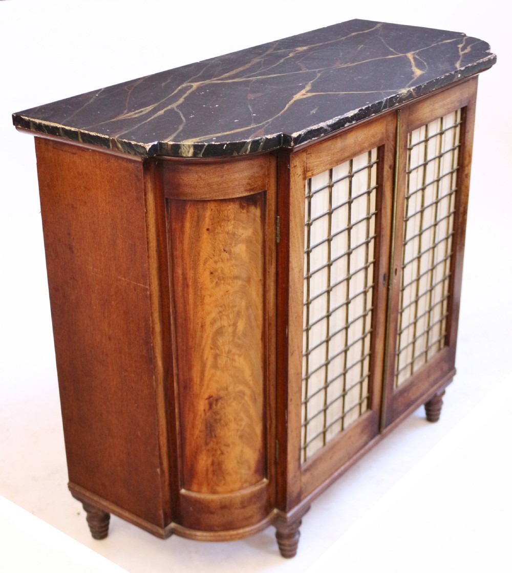 Regency Mahogany 2 Door Side Cabinet with Faux Marble Top View VI