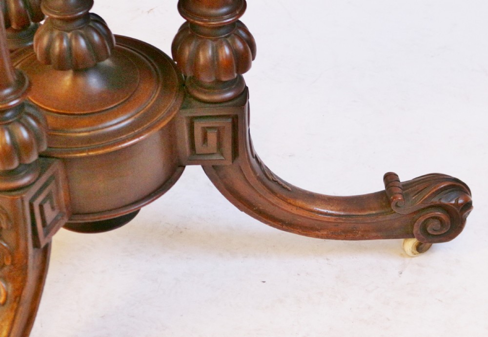 Victorian Figured Walnut Circular Centre Table on Tripod Base. View VII