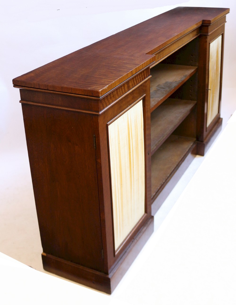 George 1V Feathered Mahogany Dwarf Open Bookcase with Side Cupboards View V