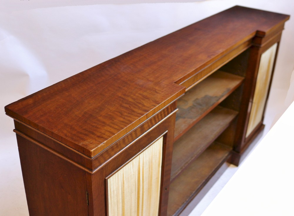 George 1V Feathered Mahogany Dwarf Open Bookcase with Side Cupboards View VI