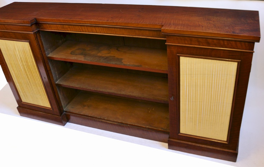 George 1V Feathered Mahogany Dwarf Open Bookcase with Side Cupboards View VII