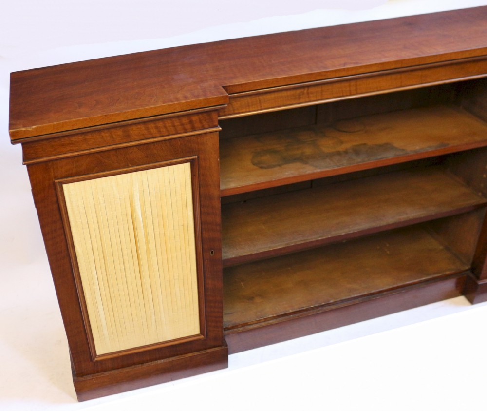 George 1V Feathered Mahogany Dwarf Open Bookcase with Side Cupboards View VIII