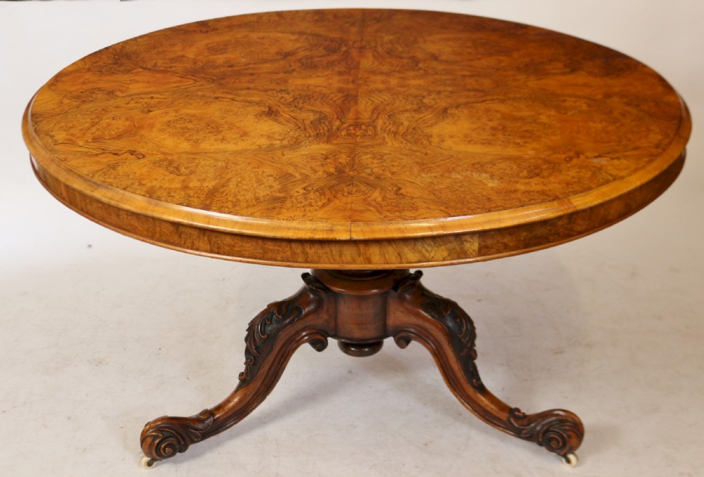 Victorian Figured Walnut Round Tilt Top Centre Table View II