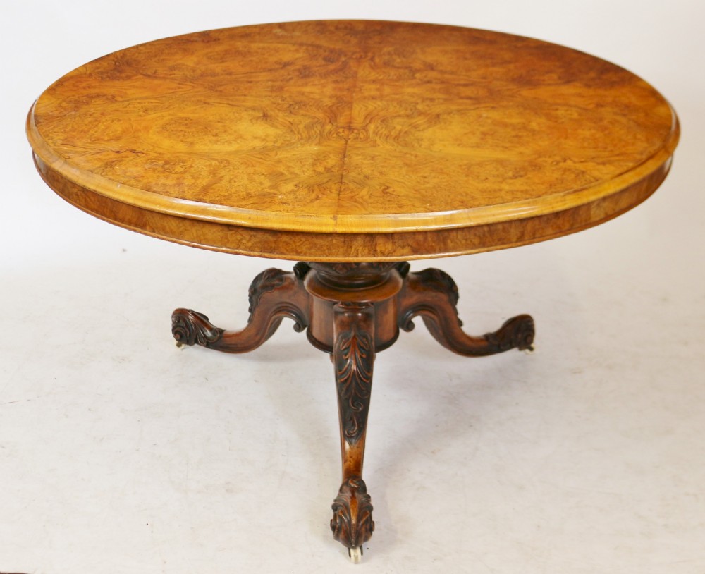 Victorian Figured Walnut Round Tilt Top Centre Table View IV
