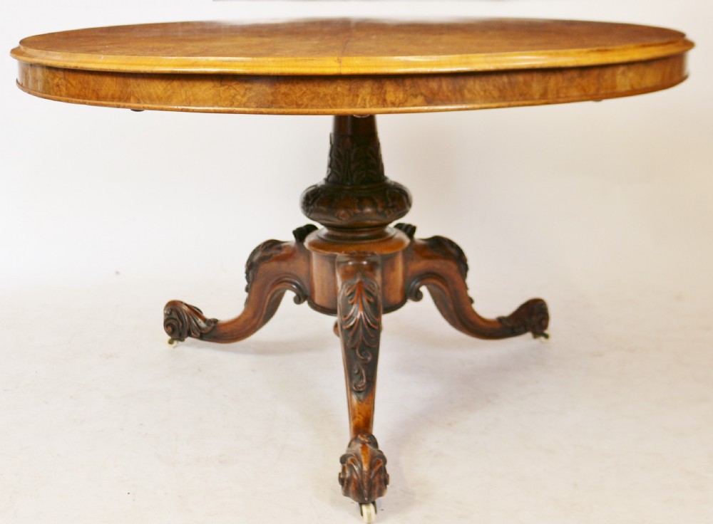 Victorian Figured Walnut Round Tilt Top Centre Table View V