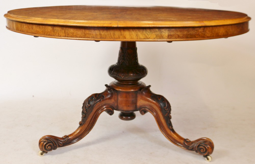 Victorian Figured Walnut Round Tilt Top Centre Table View VI