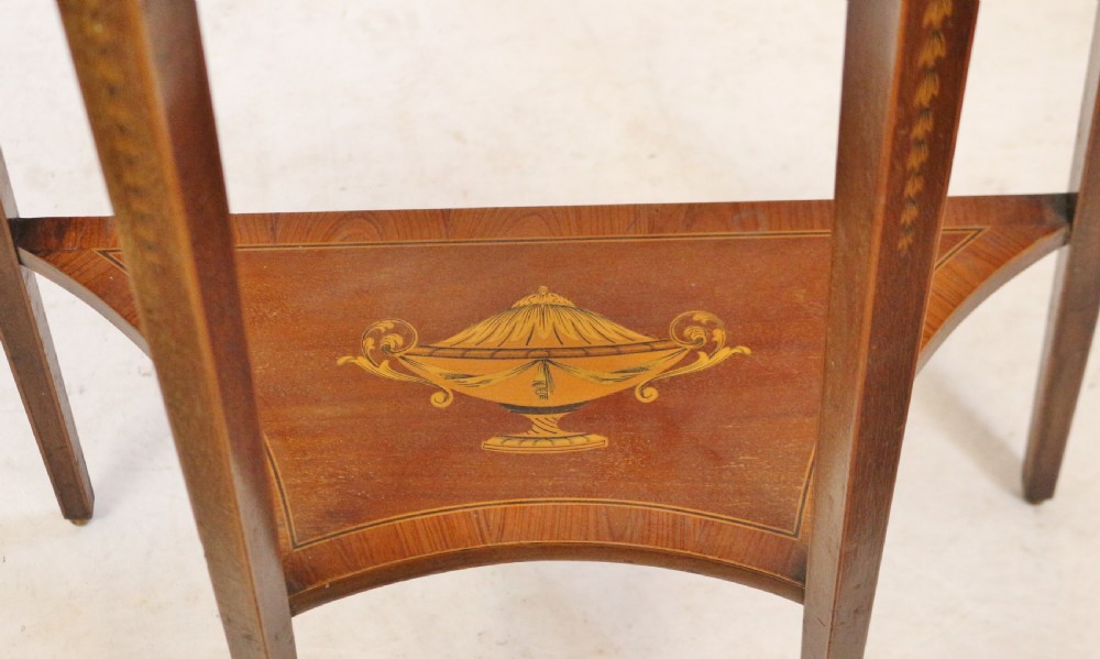 Fine Edwardian Inlaid Mahogany Demi Lune Side Console Table View VII