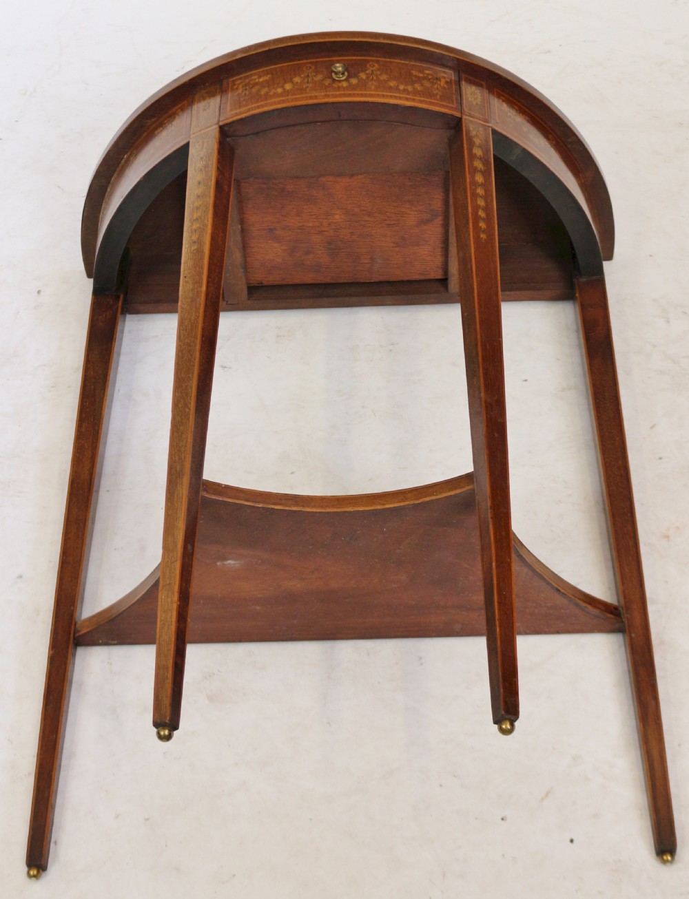Fine Edwardian Inlaid Mahogany Demi Lune Side Console Table View VIII