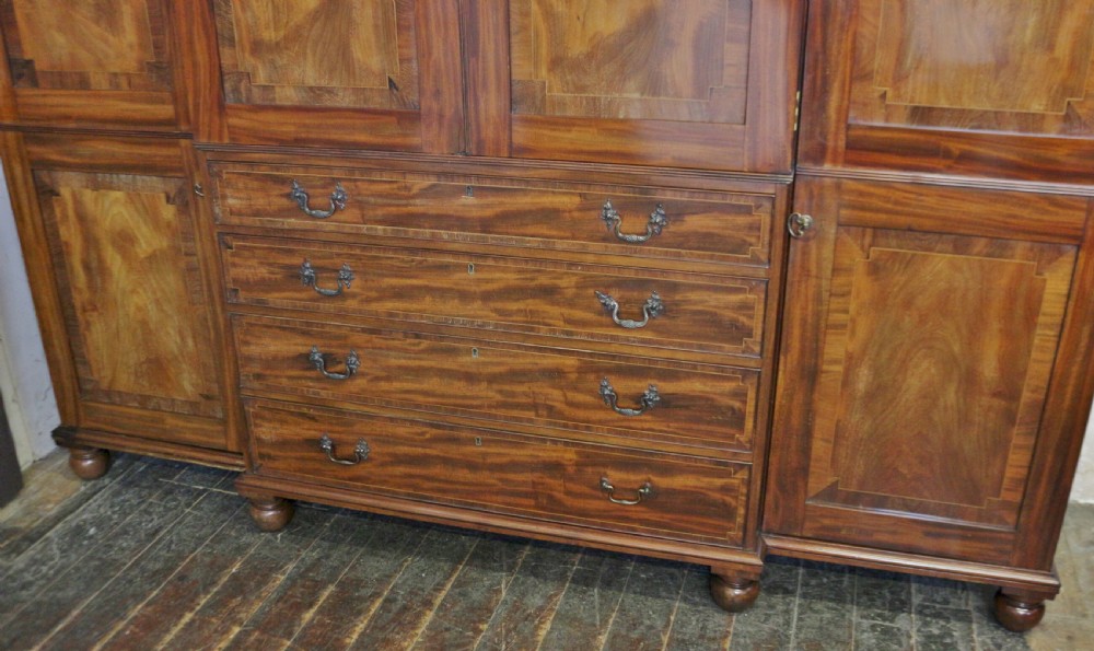 19C Mahogany Large 4 Door Breakfront Wardrobe View III