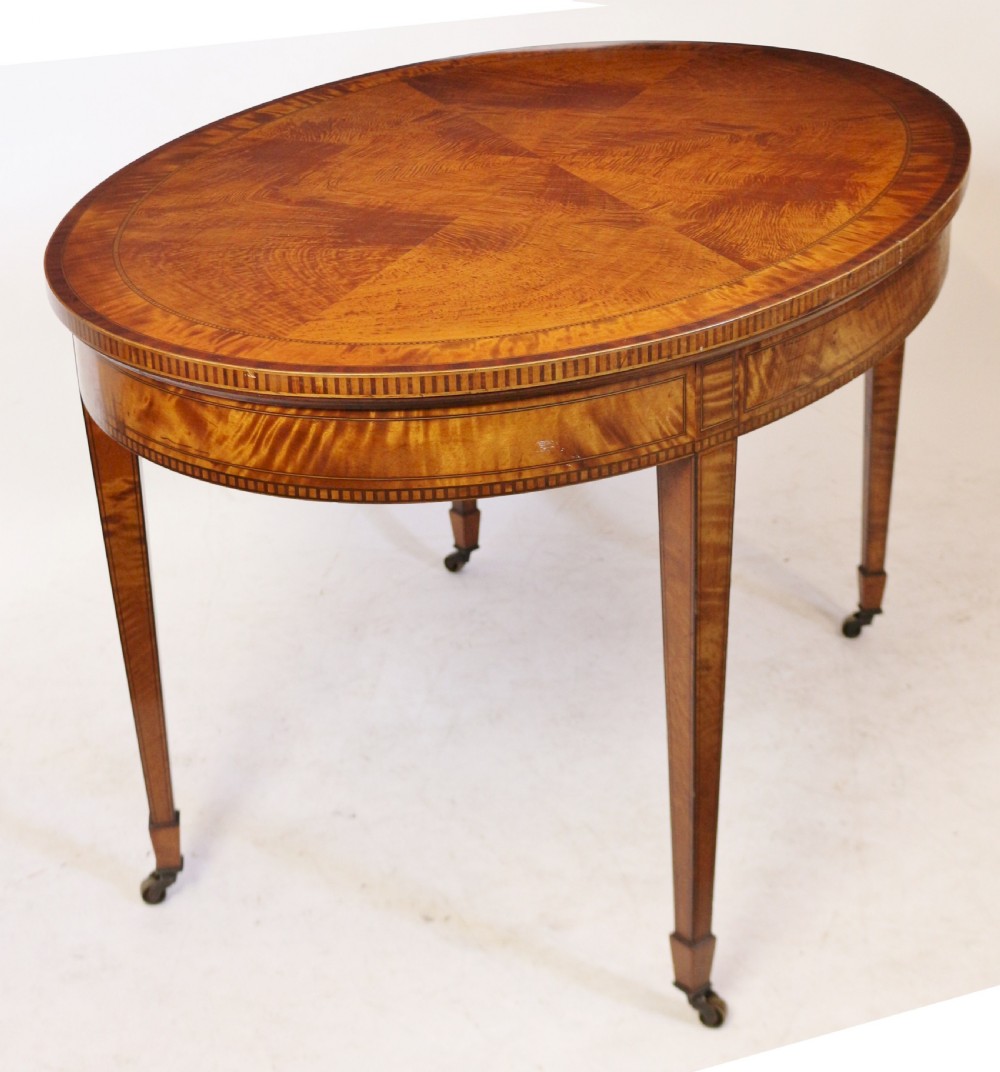 Edwardian Satinwood Inlaid Oval Centre Table View V
