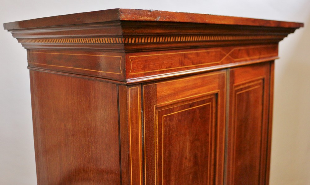 Edwardian Inlaid Mahogany Slim 2 Door Wardrobe View V