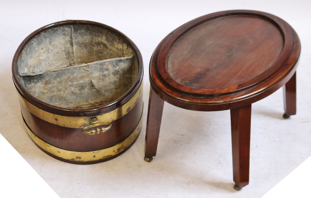 George 111 Mahogany Brass Bound Oval Wine Cooler on Square Leg Stand View VI