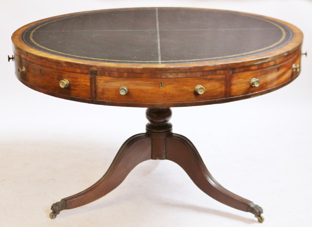 Regency Mahogany 4 Drawer Circular Pedestal Drum Table