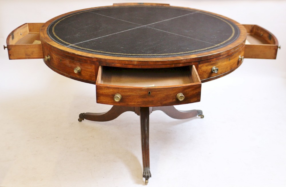 Regency Mahogany 4 Drawer Circular Pedestal Drum Table View III