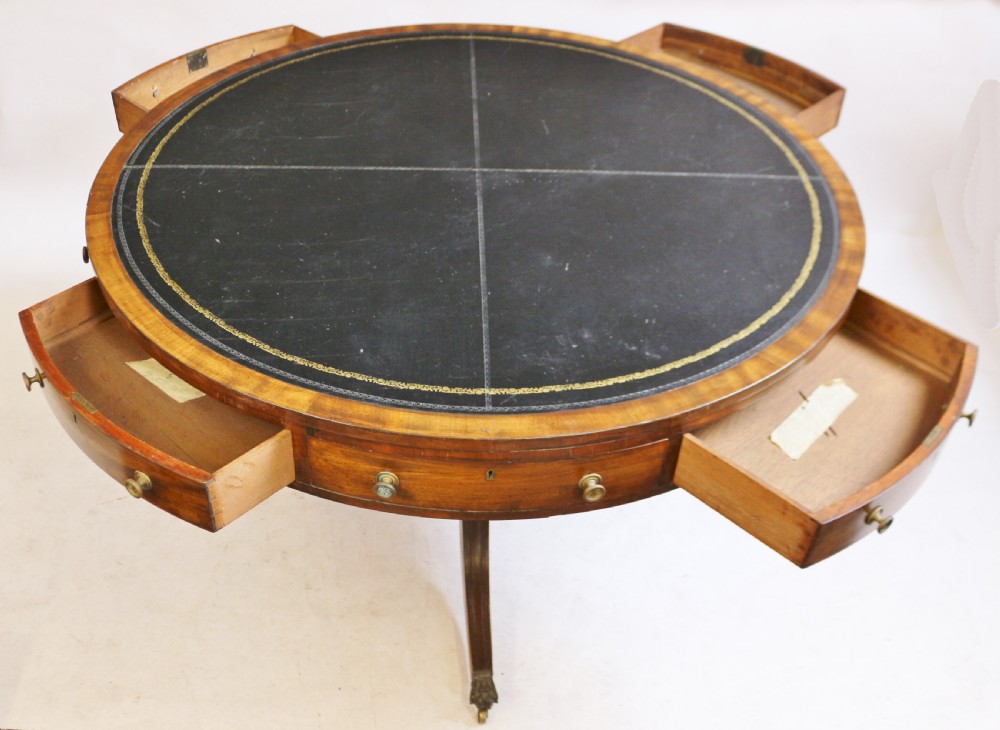 Regency Mahogany 4 Drawer Circular Pedestal Drum Table View V