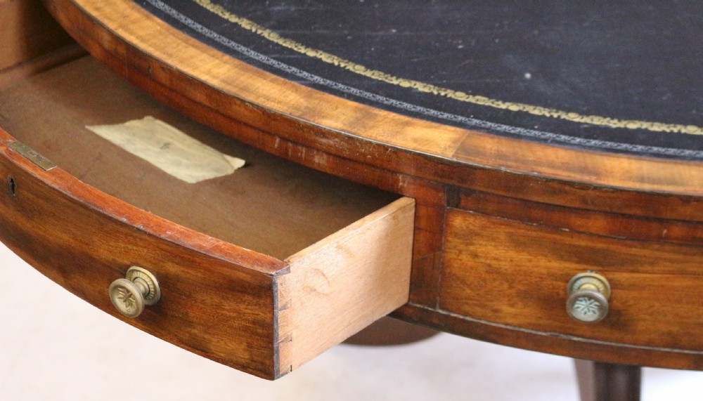 Regency Mahogany 4 Drawer Circular Pedestal Drum Table View VII