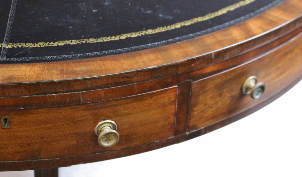 Regency Mahogany 4 Drawer Circular Pedestal Drum Table View IX