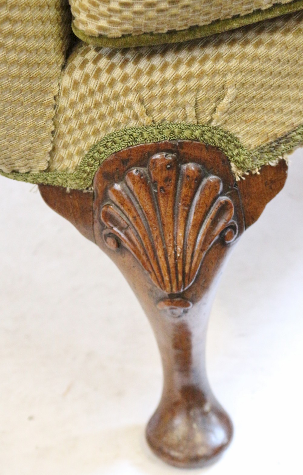C1920 'Queen Anne' Style Walnut Wing Armchair View V