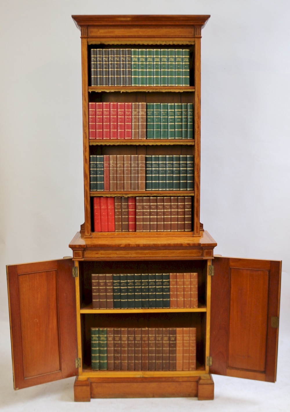 Fine Quality Late 19C Satinwood Open Top Bookcase View II