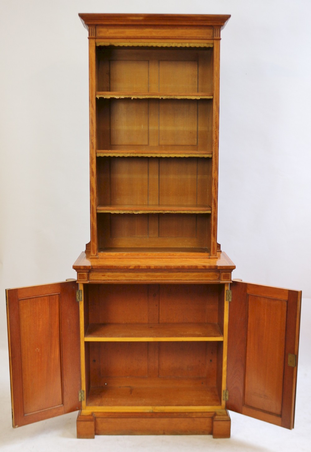 Fine Quality Late 19C Satinwood Open Top Bookcase View III