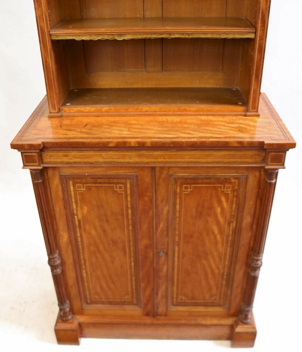 Fine Quality Late 19C Satinwood Open Top Bookcase View VII