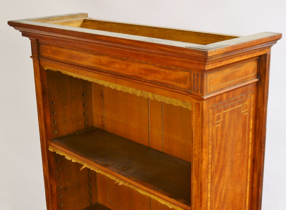 Fine Quality Late 19C Satinwood Open Top Bookcase View VIII