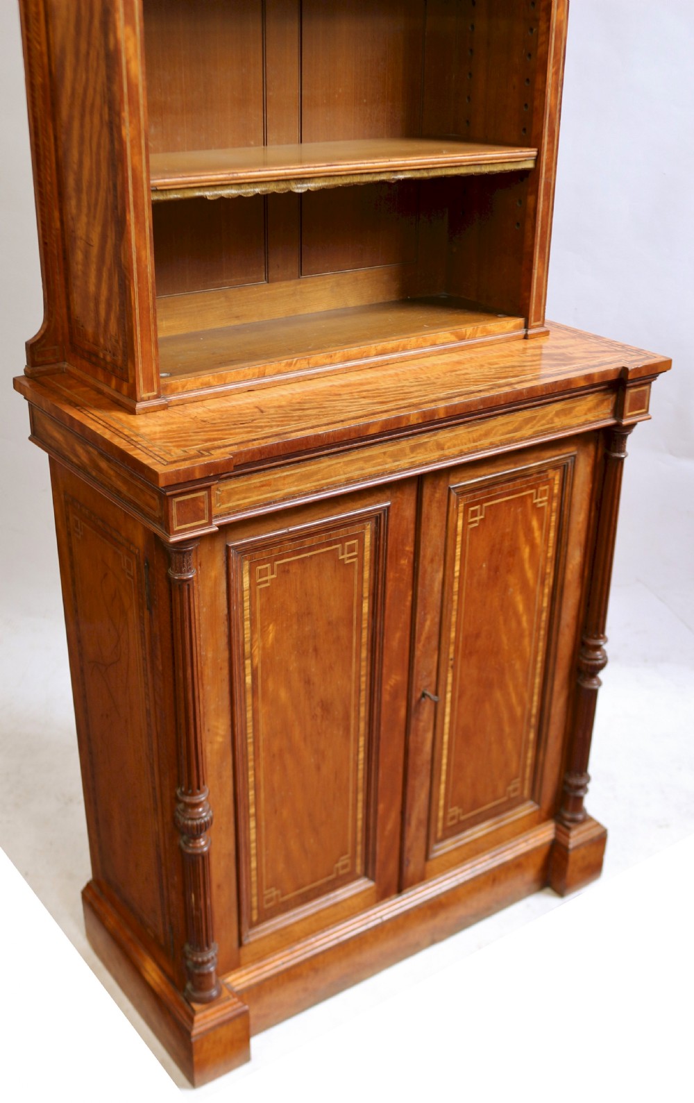 Fine Quality Late 19C Satinwood Open Top Bookcase View IX