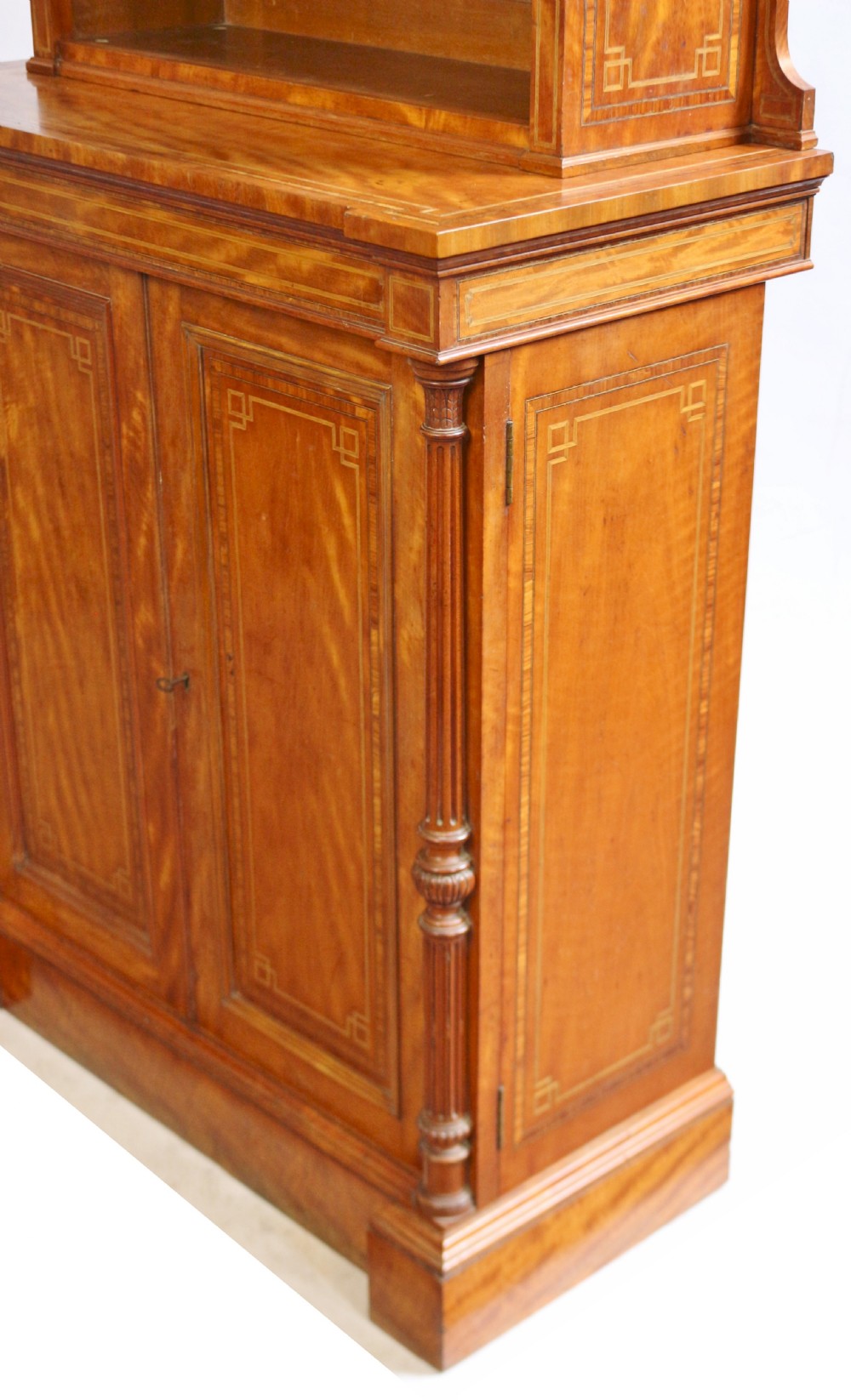 Fine Quality Late 19C Satinwood Open Top Bookcase View X