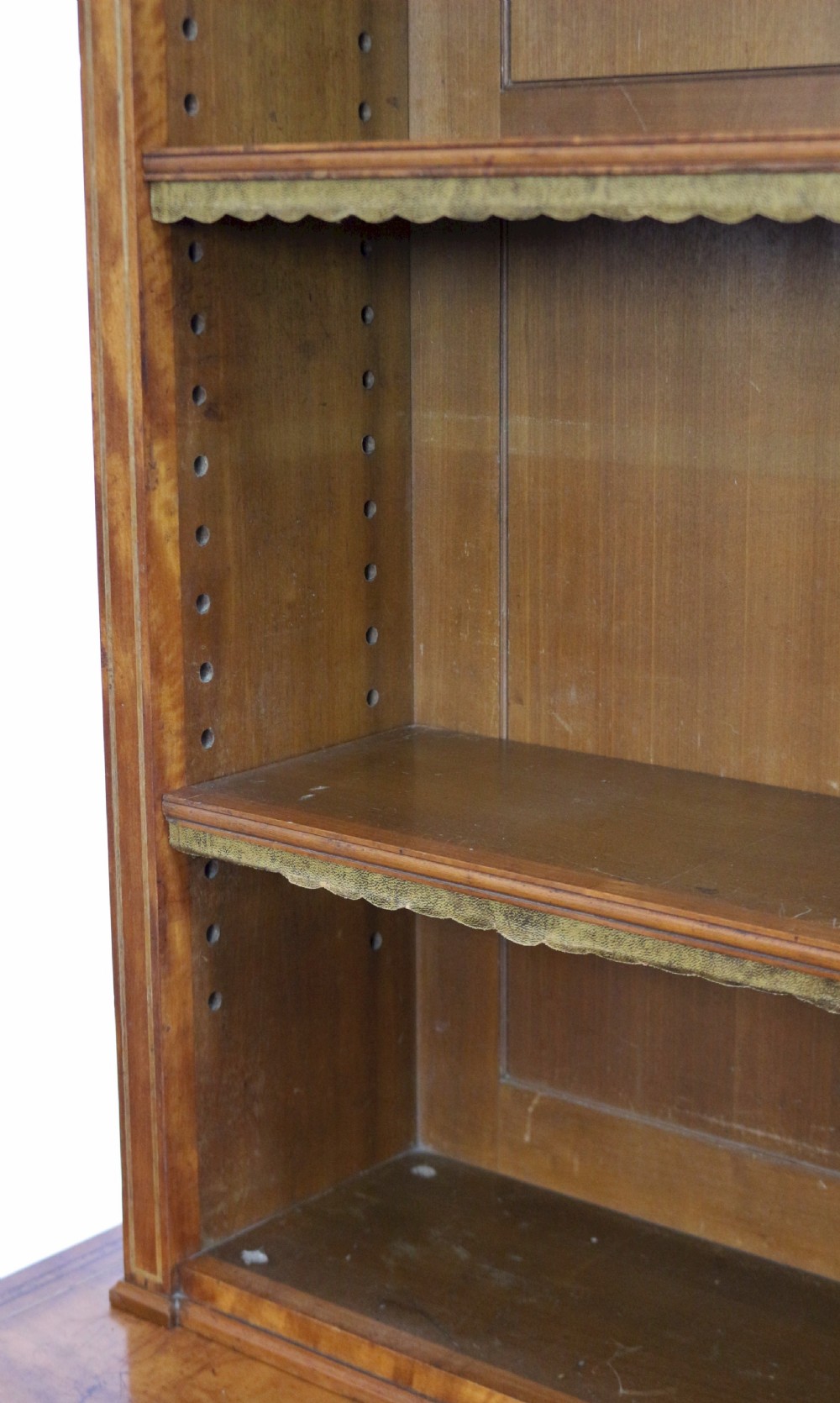 Fine Quality Late 19C Satinwood Open Top Bookcase View XI