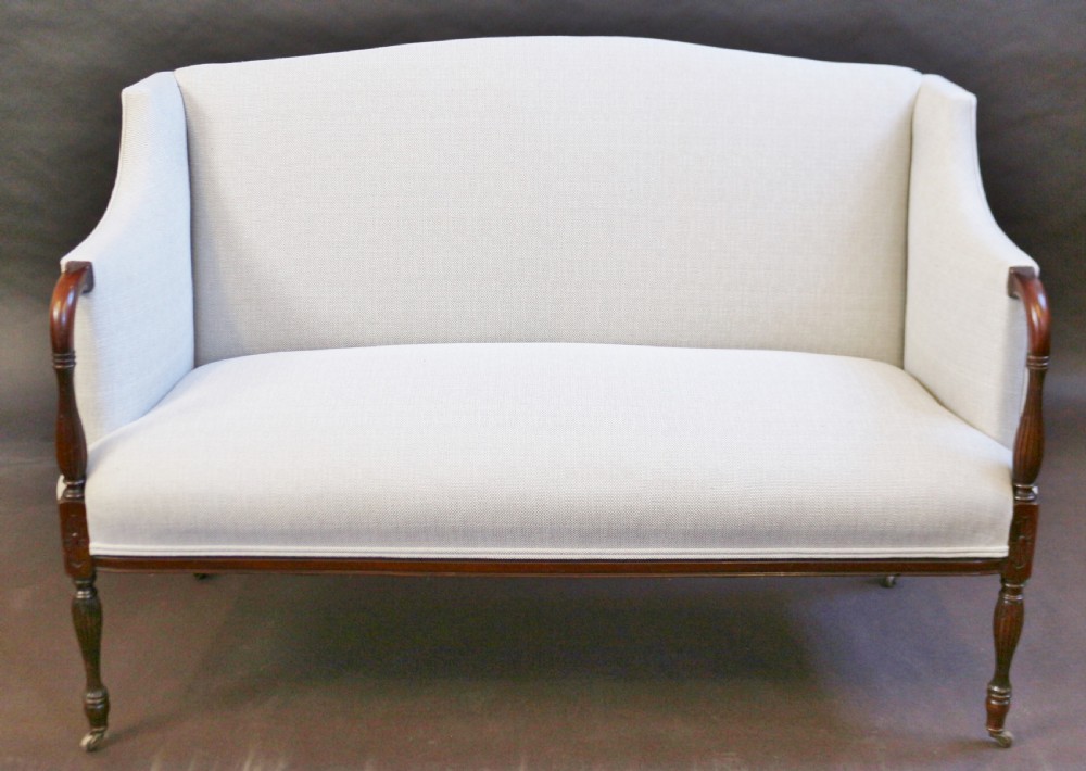 Late 19C Mahogany Framed 2 Seater Sofa in the Hepplewhite Style