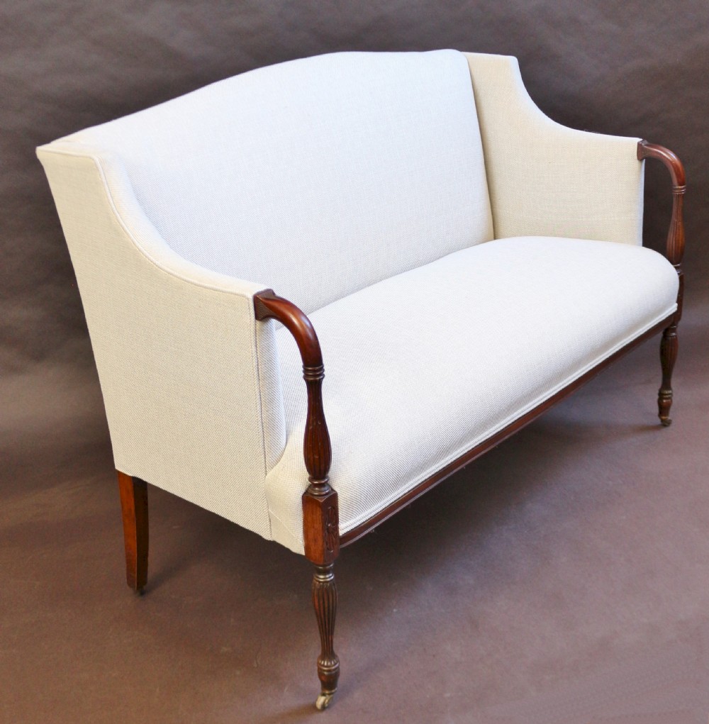 Late 19C Mahogany Framed 2 Seater Sofa in the Hepplewhite Style View II