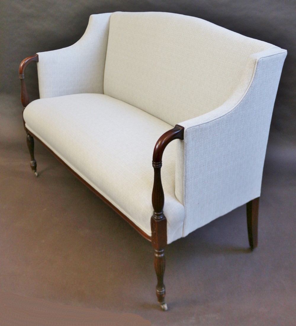 Late 19C Mahogany Framed 2 Seater Sofa in the Hepplewhite Style View III
