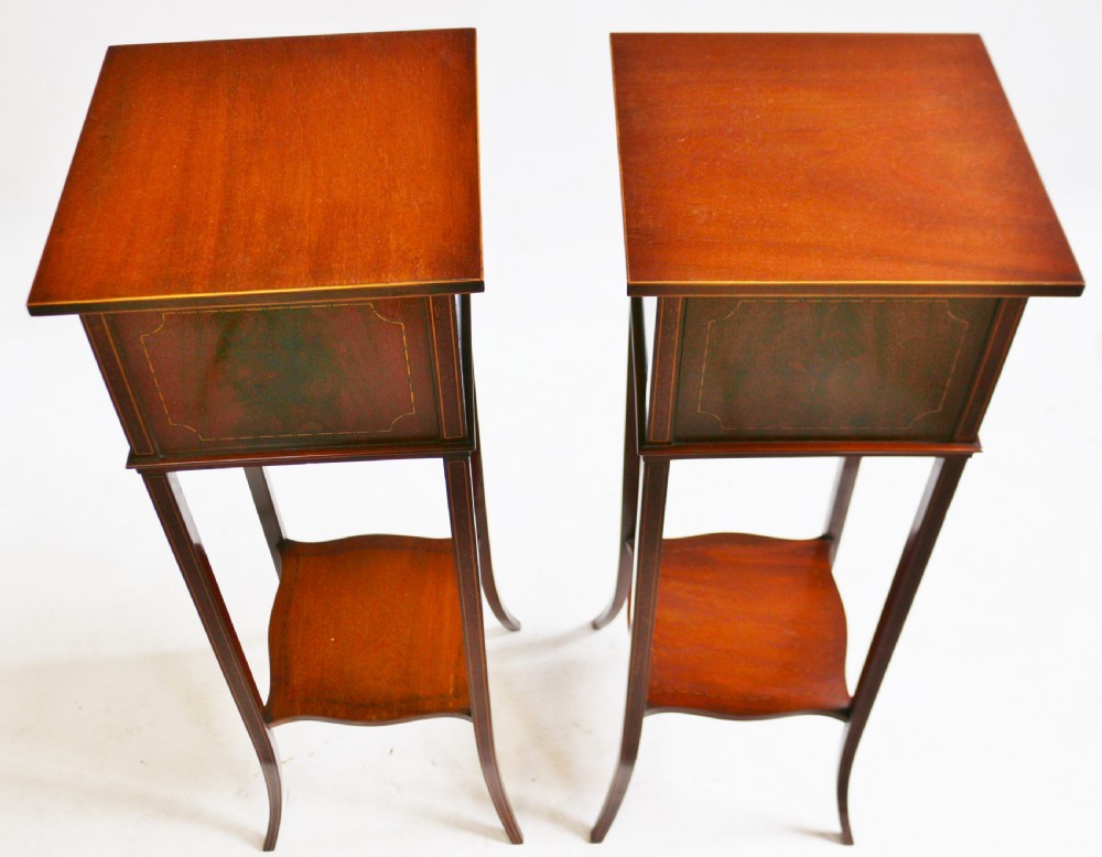 Edwardian Mahogany Inlaid Pair of Torcheres View IV