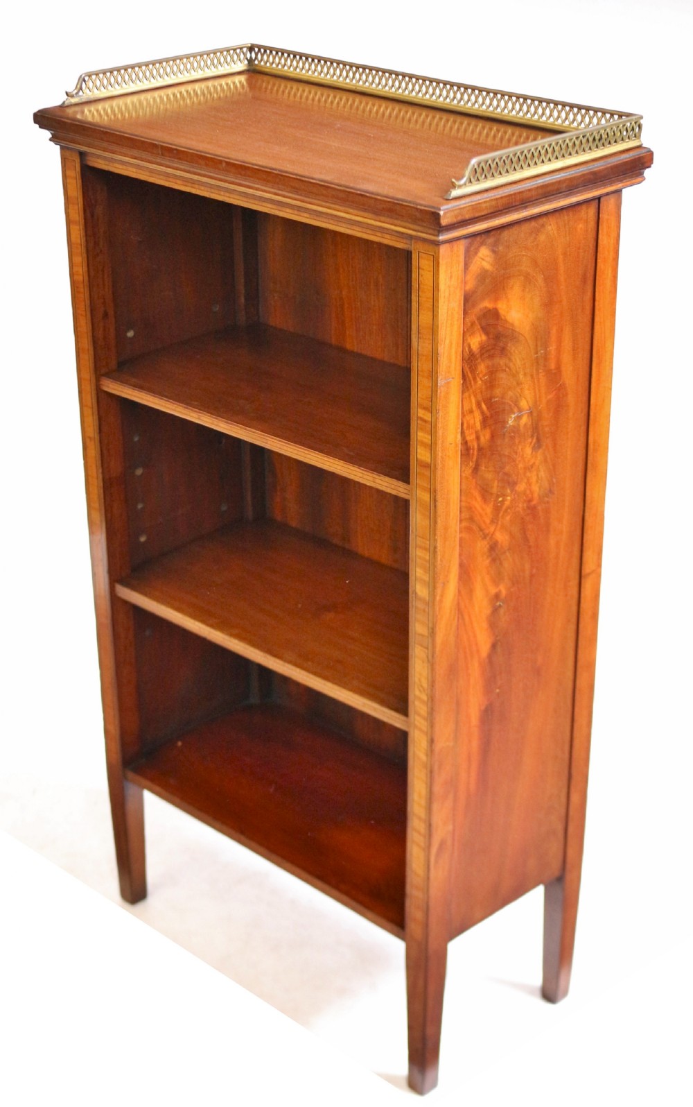 Edwardian Mahogany Inlaid Small Open Bookcase View III