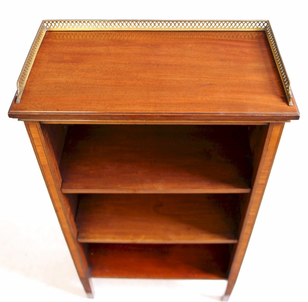 Edwardian Mahogany Inlaid Small Open Bookcase View V