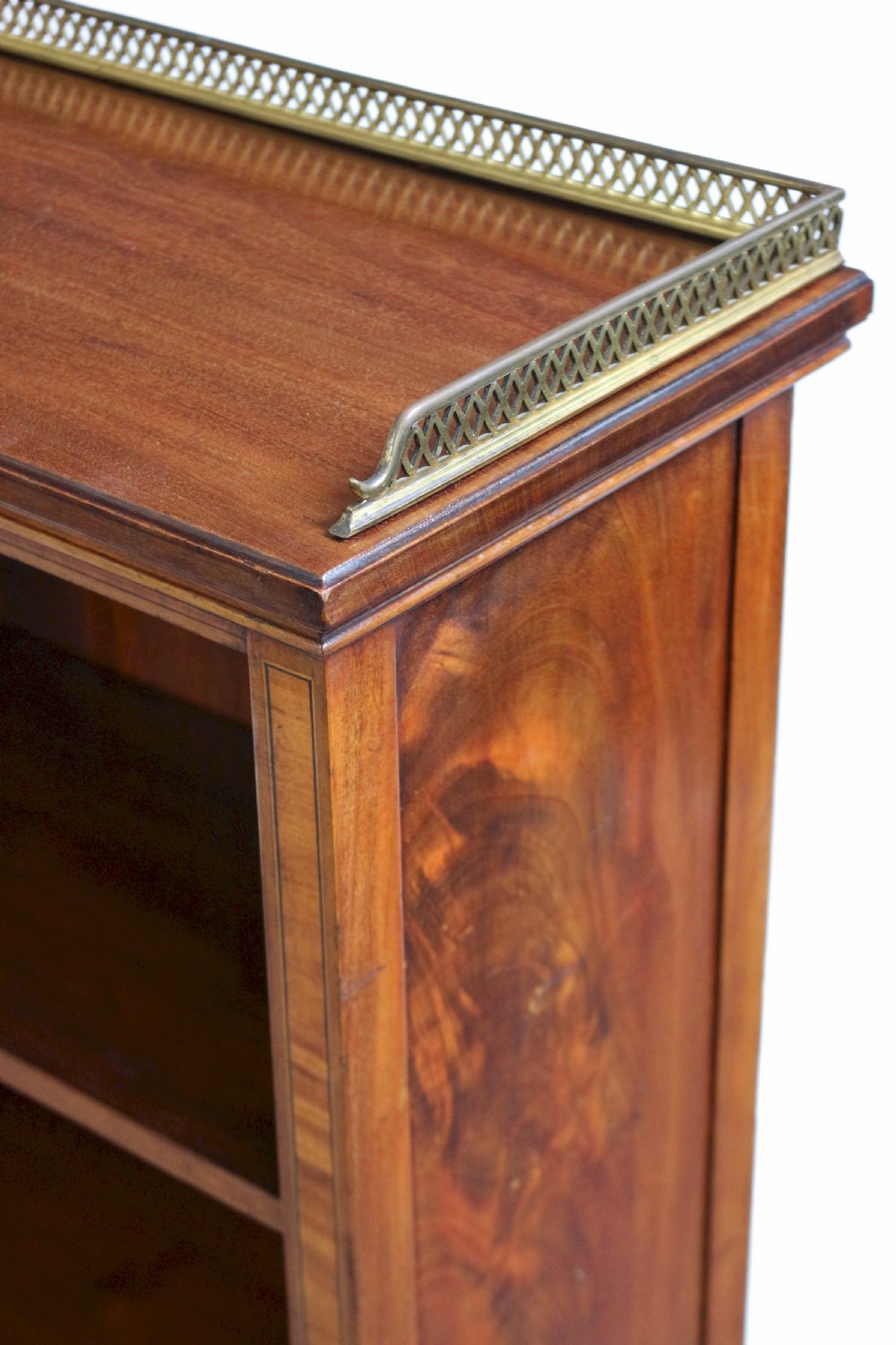 Edwardian Mahogany Inlaid Small Open Bookcase View VI