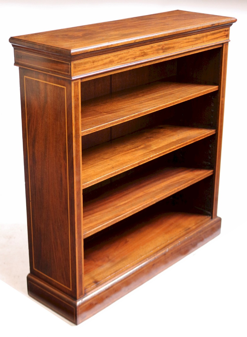 Edwardian Mahogany Inlaid Open Bookcase by Edwards & Roberts View II