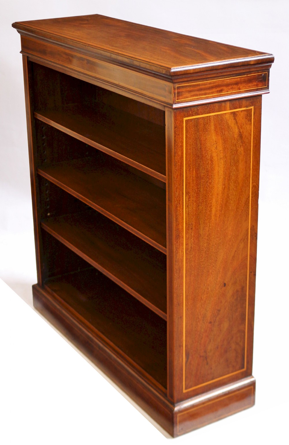 Edwardian Mahogany Inlaid Open Bookcase by Edwards & Roberts View III