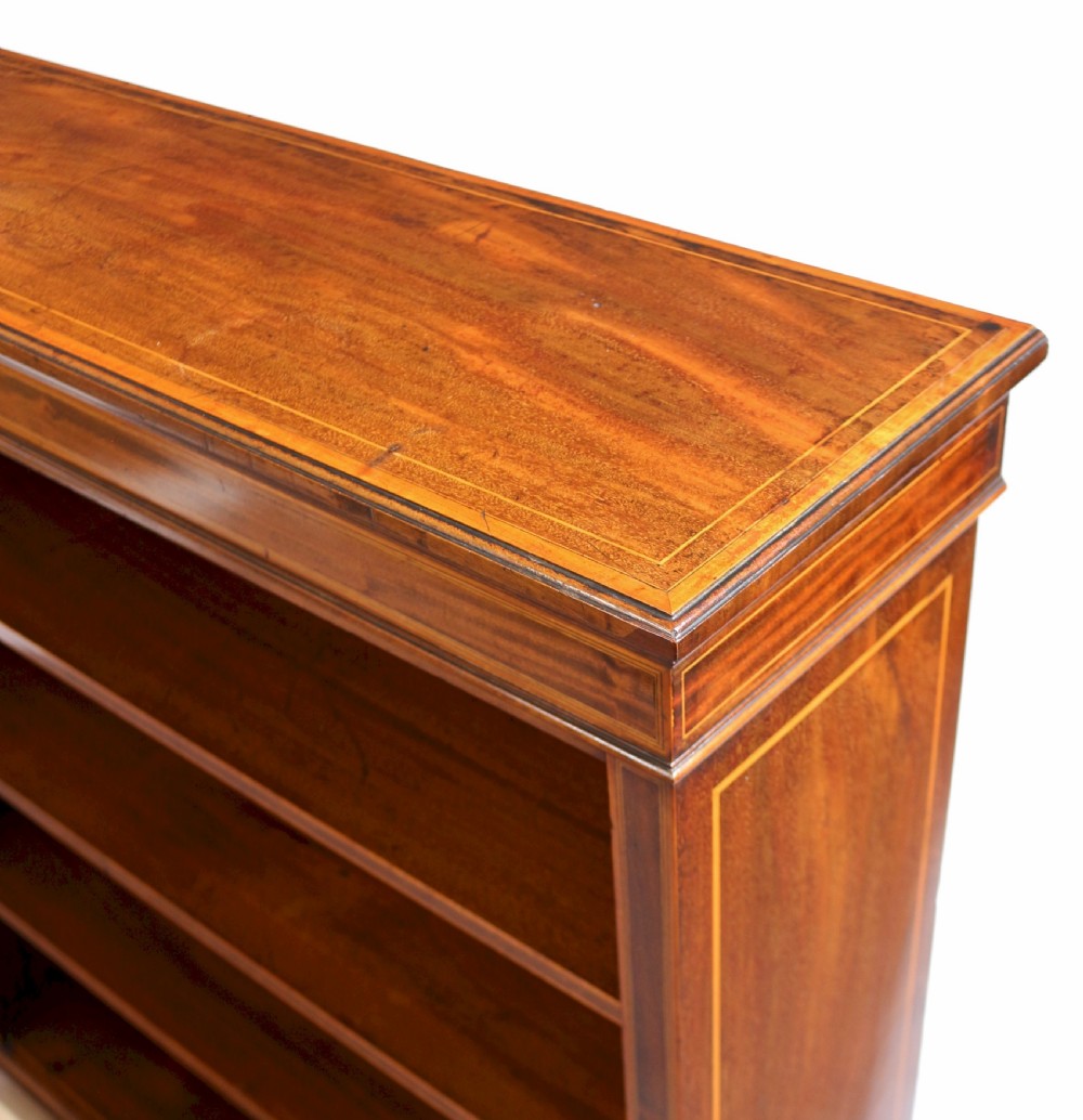 Edwardian Mahogany Inlaid Open Bookcase by Edwards & Roberts View VI