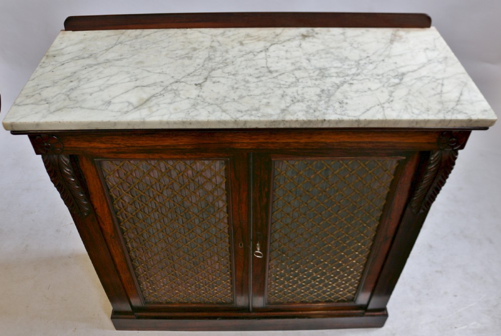 Regency Rosewood 2 Door Marble Top Side Cabinet View III